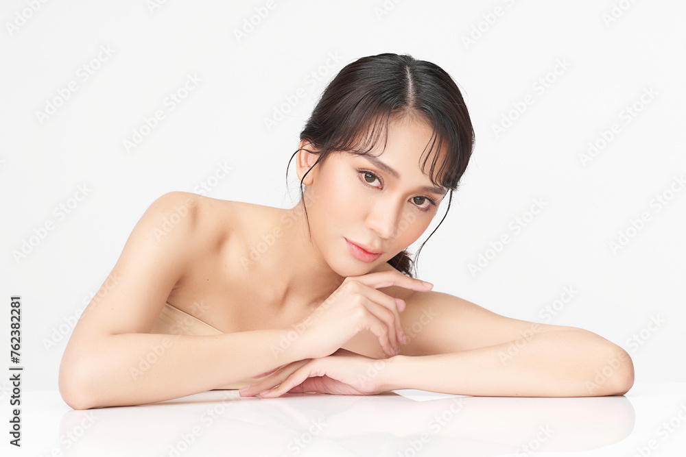 Beautiful young asian woman with clean fresh skin on white background, Face care, Facial treatment, Cosmetology, beauty and spa, Asian women portrait. Beautiful young asian woman with clean fresh skin on white background, Face care, Facial treatment, Cosmetology, beauty and spa, Asian women portrait.