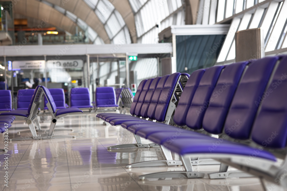 Fototapeta premium purple seats in airport lounge
