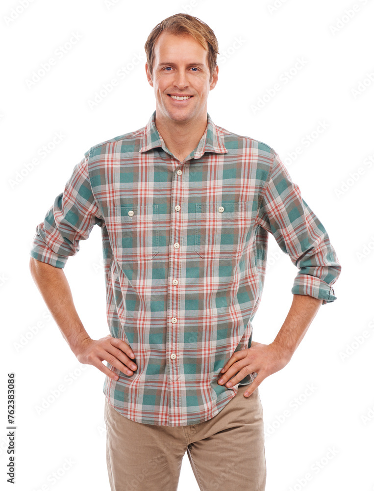 Studio, confident and creative man in portrait with energy for business in mockup space. Happy, person or art director with solution for development in project or relax on white background in fashion Studio, confident and creative man in portrait with energy for business in mockup space. Happy, person or art director with solution for development in project or relax on white background in fashion