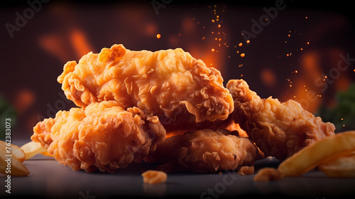 Mouth-watering crispy fried chicken close-up photo