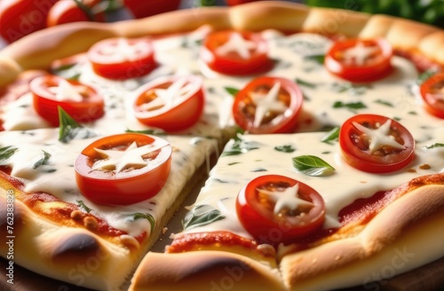 delicious pizza with cherry and cheese