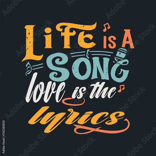 Music t-shirt design template. Music shirt illustration. Music typography. Music lettering.