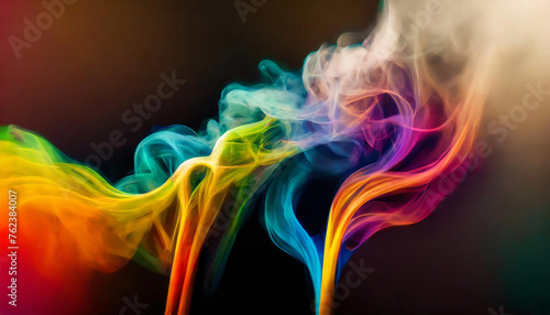 부드러운 곡선의 여러가지 색깔 담배연기