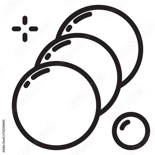 Bubbles flat, Soap foam, fizzy drink, oxygen bubble pictogram, effervescent effect vector illustrations, outline signs.