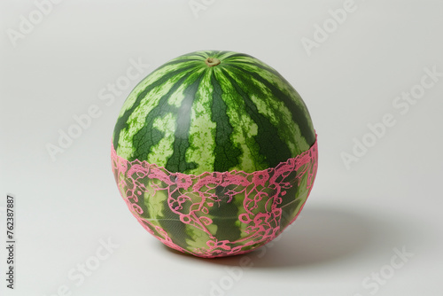 A watermelon wearing pink lace