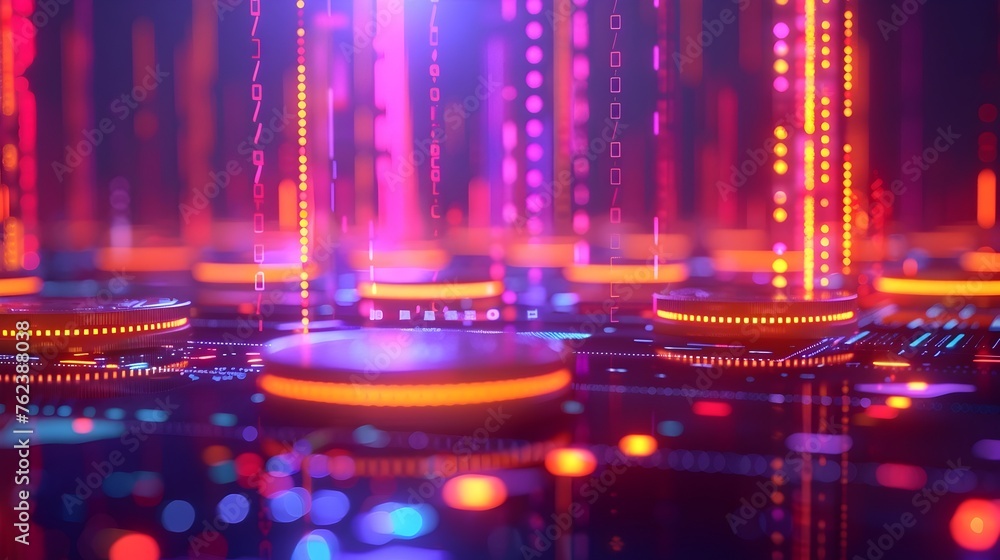 Hypnotizing Neon Lights Enveloping a Futuristic Digital Landscape Hypnotizing Neon Lights Enveloping a Futuristic Digital Landscape