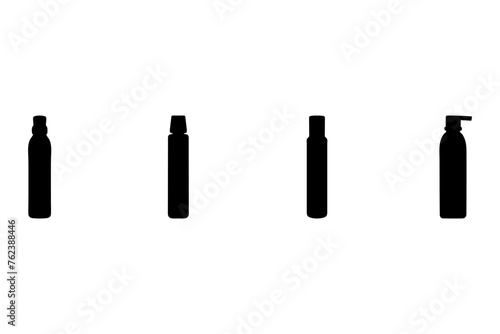 Perfume bottle silhouette icon set