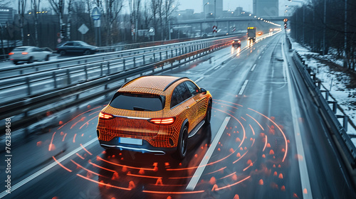 Radar detection systems for a smart car on the road.