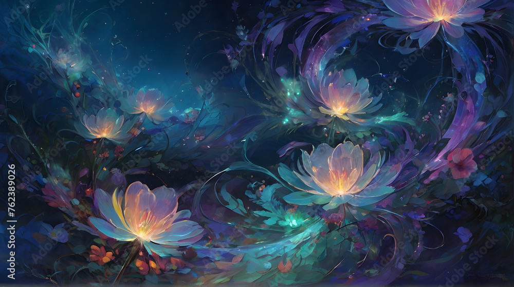 Flowers with abstract night lights Flowers with abstract night lights