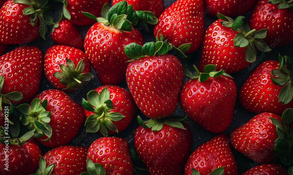 Top view of juicy ripe strawberries full frame, perfect for food backgrounds. juicy organic strawberries. A healthy and delicious summer fruit. Perfect for desserts. Packed with vitamins Top view of juicy ripe strawberries full frame, perfect for food backgrounds. juicy organic strawberries. A healthy and delicious summer fruit. Perfect for desserts. Packed with vitamins