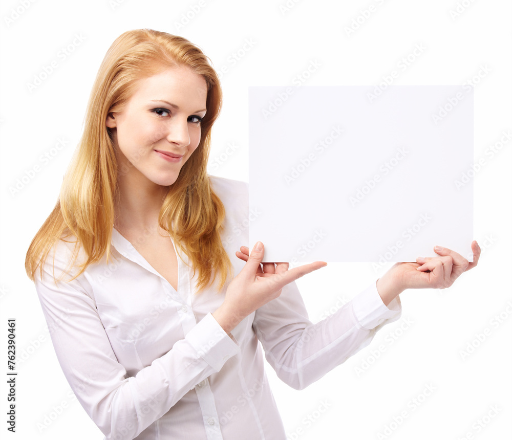 Young Woman Holding a Poster Board Young Woman Holding a Poster Board