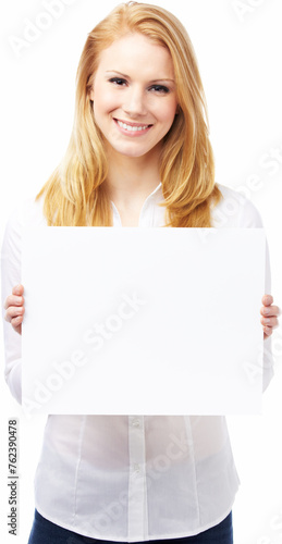 Young Woman Holding a Poster Board