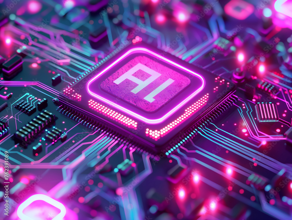 Futuristic Artificial Intelligence processor chip on circuit board ...