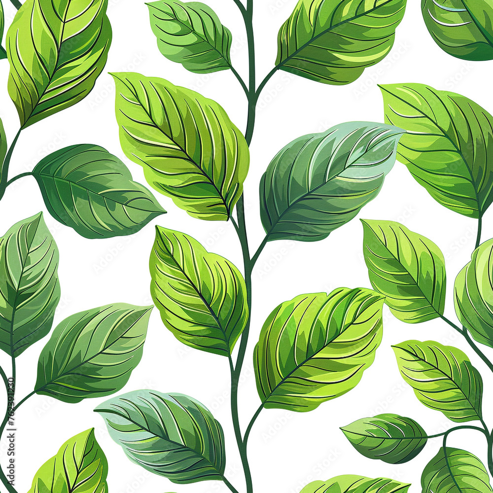 Tile pattern in the style of tree leaves with low density. Repeating patterns.
