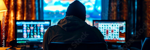A picture of a person sitting alone in a room, surrounded by betting slips and a laptop displaying an online betting site, illustrating the isolation of gambling addiction.