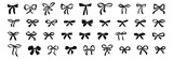 Large set of bow silhouettes. Vector black ribbon icons isolated on white background.