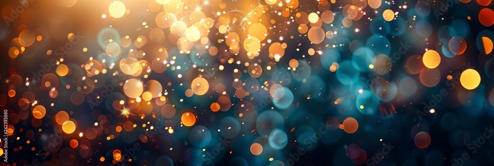Closeup of sparkling sparklers and bokeh lights in the background - obrazy, fototapety, plakaty 