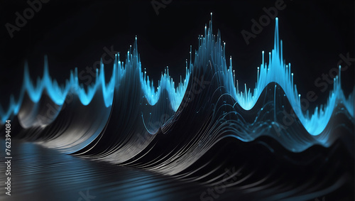 digital blue sound wave on black background.