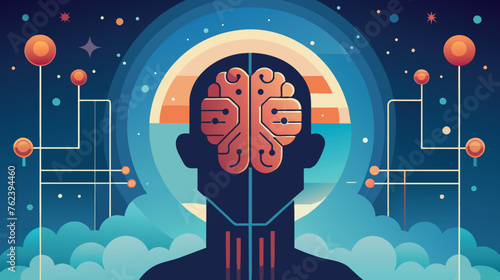 Abstract human brain and cosmic connection illustration