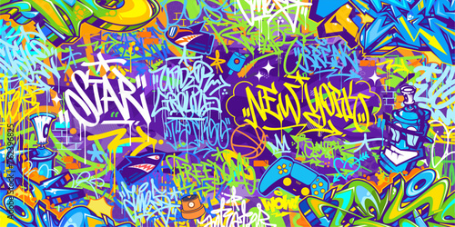 Abstract Urban Style Hiphop Graffiti Street Art Vector Illustration Background Template