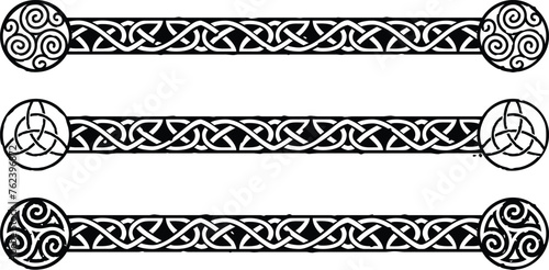 Grunge Celtic Knot Borders with Spirals, Triquetras, Triskeles