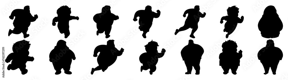 Fat people silhouette set vector design big pack of illustration and icon Fat people silhouette set vector design big pack of illustration and icon