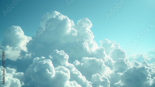 Majestic Cumulus Clouds Towering in the Bright Sky on a Sunny Day