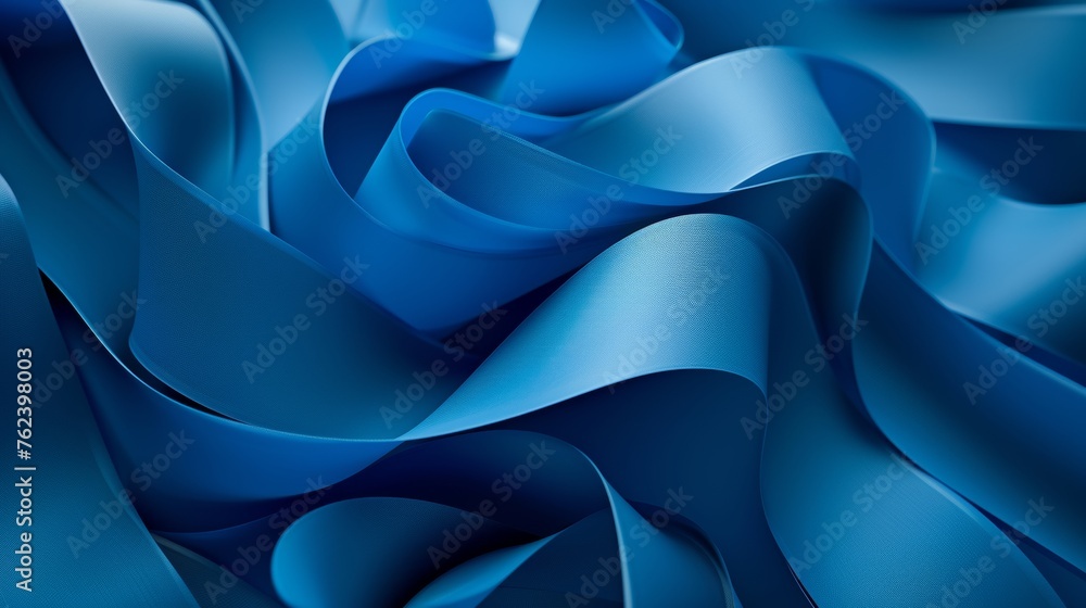 Elegant Blue Satin Fabric Draped With Graceful Folds and Soft Texture