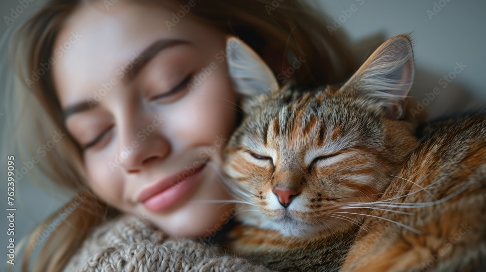 Girl with a cat showcasing its whiskers and sharp carnivorous teeth 2 Girl with a cat showcasing its whiskers and sharp carnivorous teeth 2