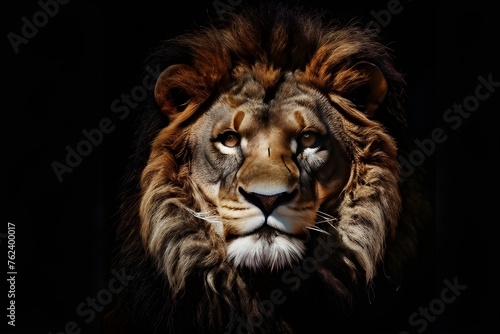 Majestic Lion staring on black background  motivational quote inspirational male grind post  Stoicism stoic hard men mentality philosophy philosopher  Generative AI