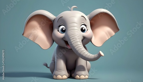 A Lovable Cartoon Elephant With A Friendly Expres Upscaled 3