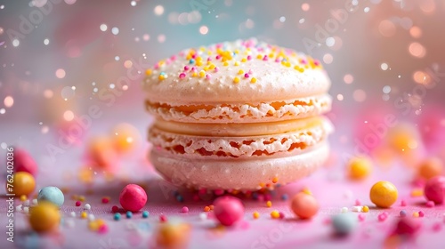 Colorful Macaron with Sprinkles: A Dreamy Delight for Food Packaging and Advertising