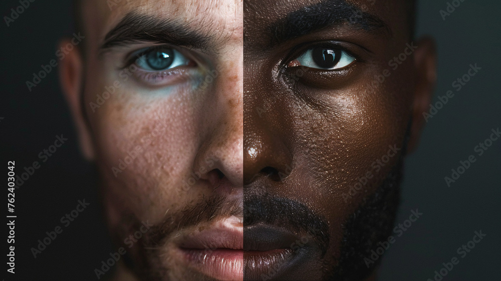 Half Black And Half White Face Of A Man Half Black And Half White Face Of A Man