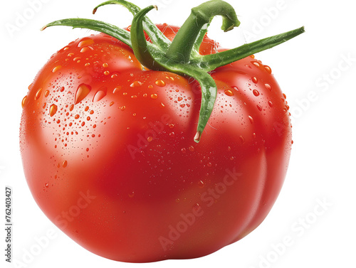 Ripe red tomato with water droplets, fresh and organic.Concept of healthy eating and freshness.  © nut