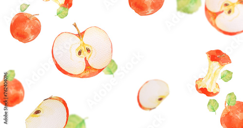 水彩で描いた美味しそうなリンゴの背景素材