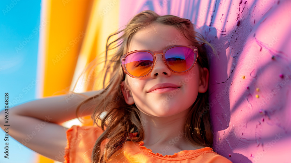 portrait of a child with sunglasses portrait of a child with sunglasses