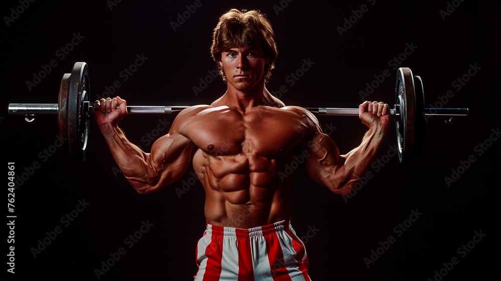 muscular man on black background