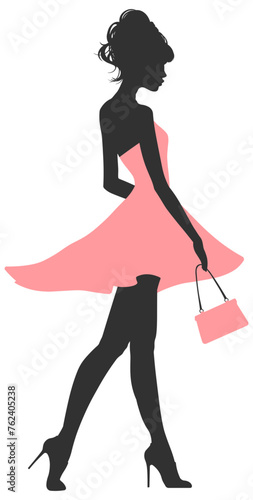 girl in a pink dress without background