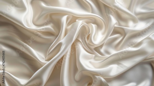 Elegant Cream Silk Fabric Draped Gracefully in Soft Natural Light