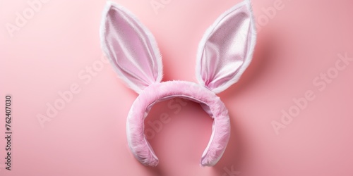 Easter bunny ears on a pastel pink background