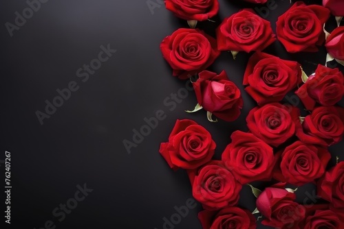 A luxurious collection of red roses arranged on a dark background  ideal for romantic gestures.
