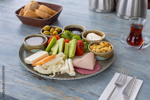 turkish breakfast in the restaurant