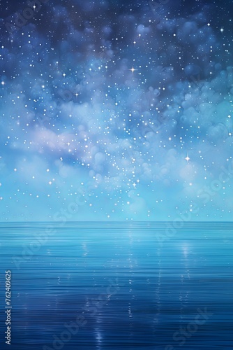 A black sky azure background light water and stars