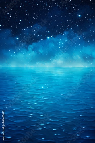 A black sky azure background light water and stars