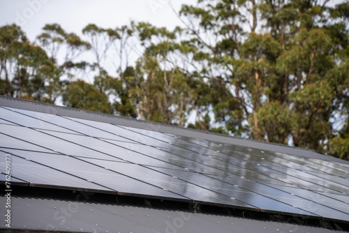 solar panels on the roof of a house in australia photo