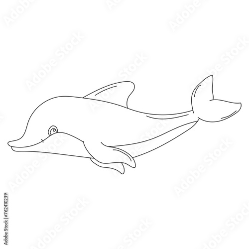 Fototapeta Naklejka Na Ścianę i Meble -  Outline Dolphin Clipart for Lovers of Aquatic Life of Sea Animals and Ocean Creatures