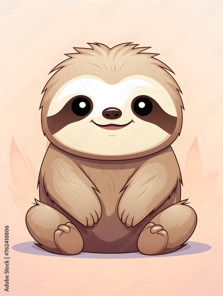 Fototapeta premium Adorable Sloth Relaxing in Lush Tropical Foliage with Cheerful Expression