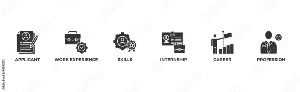Traineeship banner web icon vector illustration concept for apprenticeship on job training program with icon of applicant, work experience, skills, internship, career, and profession Traineeship banner web icon vector illustration concept for apprenticeship on job training program with icon of applicant, work experience, skills, internship, career, and profession