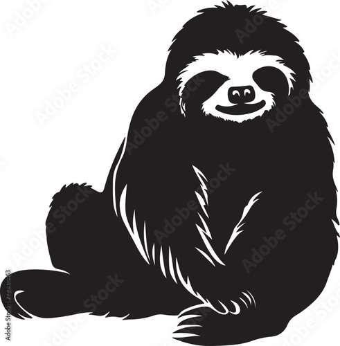 Sloth Silhouette Vector Illustration White Background