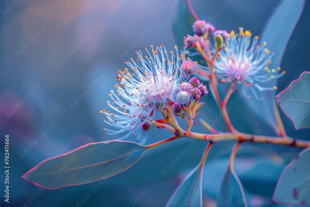 A detailed close-up of a single flower growing on a tree branch, showcasing the intricate textures and colors of the petals and surrounding foliage. A detailed close-up of a single flower growing on a tree branch, showcasing the intricate textures and colors of the petals and surrounding foliage.